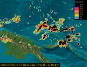 The Rainfall Rate of Storms in the South Pacific, from MTSAT data